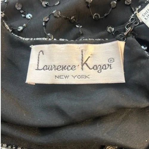 Laurence Kazar Top Blouse Black 100% Silk Beaded Sequin Women's Plus Size 2X - Image 4