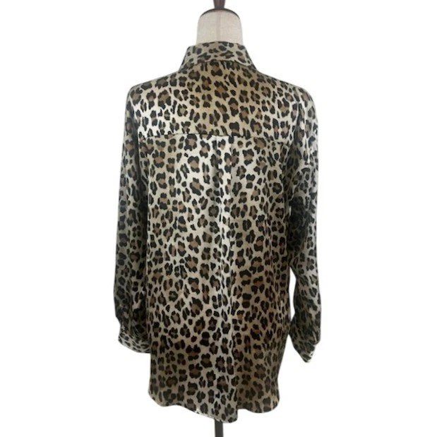 ZARA Blouse Women's Size Large Animal Print Long Sleeve Button Top Blouse Y2K - Image 3