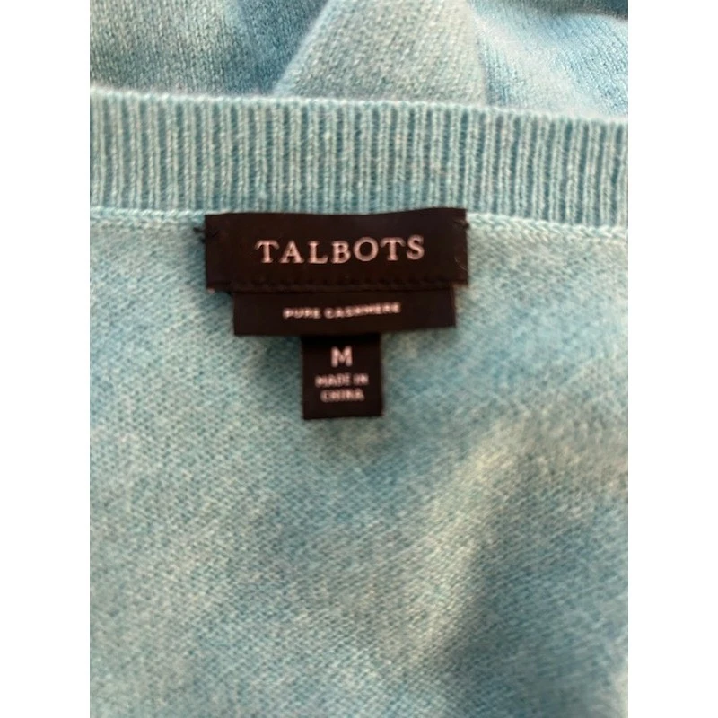Talbots Women's 100% Cashmere Sweater Size Medium Blue Pure Crew Neck Soft Warm - Image 3
