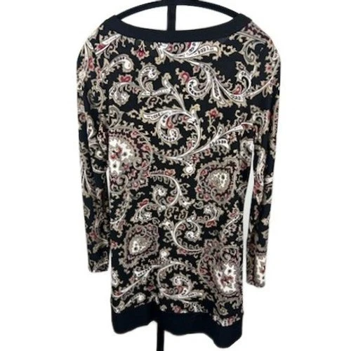White House Black Market Women's Size Medium Paisley Print Long Sleeve Tunic Top - Image 3