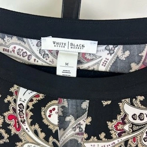 White House Black Market Women's Size Medium Paisley Print Long Sleeve Tunic Top - Image 4