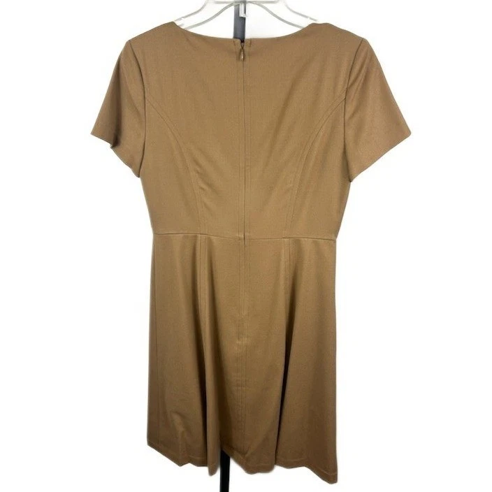 Talbots Women's Size 6P Petite Tan Wool Blend Short Sleeve Sheath Dress - Image 2