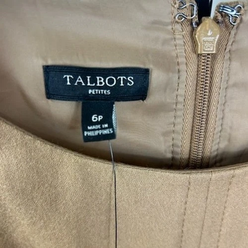 Talbots Women's Size 6P Petite Tan Wool Blend Short Sleeve Sheath Dress - Image 4
