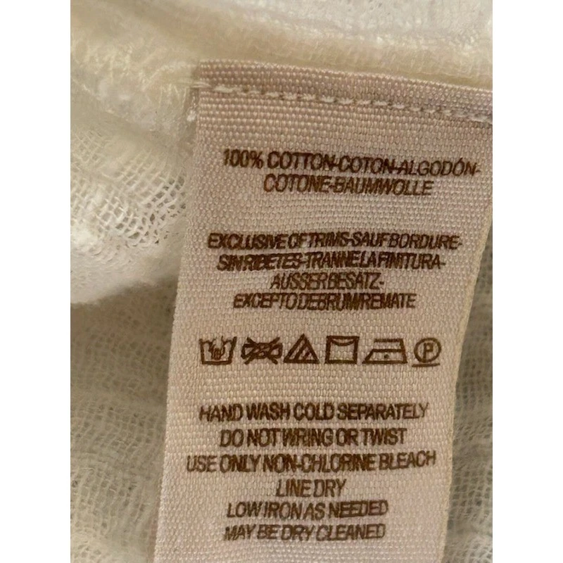 Free People Women's Size Medium White Cotton Lace Detail Boho Peasant Blouse Top - Image 5