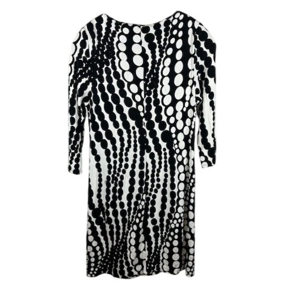 Trina Turk Dress Women's Size 12 Black White Dot Print Midi 3/4 Sleeve - Image 2