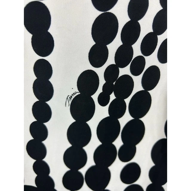 Trina Turk Dress Women's Size 12 Black White Dot Print Midi 3/4 Sleeve - Image 3