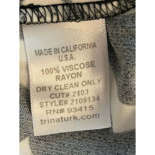 Trina Turk Dress Women's Size 12 Black White Dot Print Midi 3/4 Sleeve - Image 5
