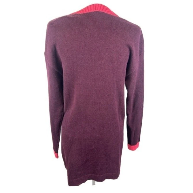 Talbots Women's Size Small Burgundy Button Cardigan Long Sweater Pink Collegiate - Image 3
