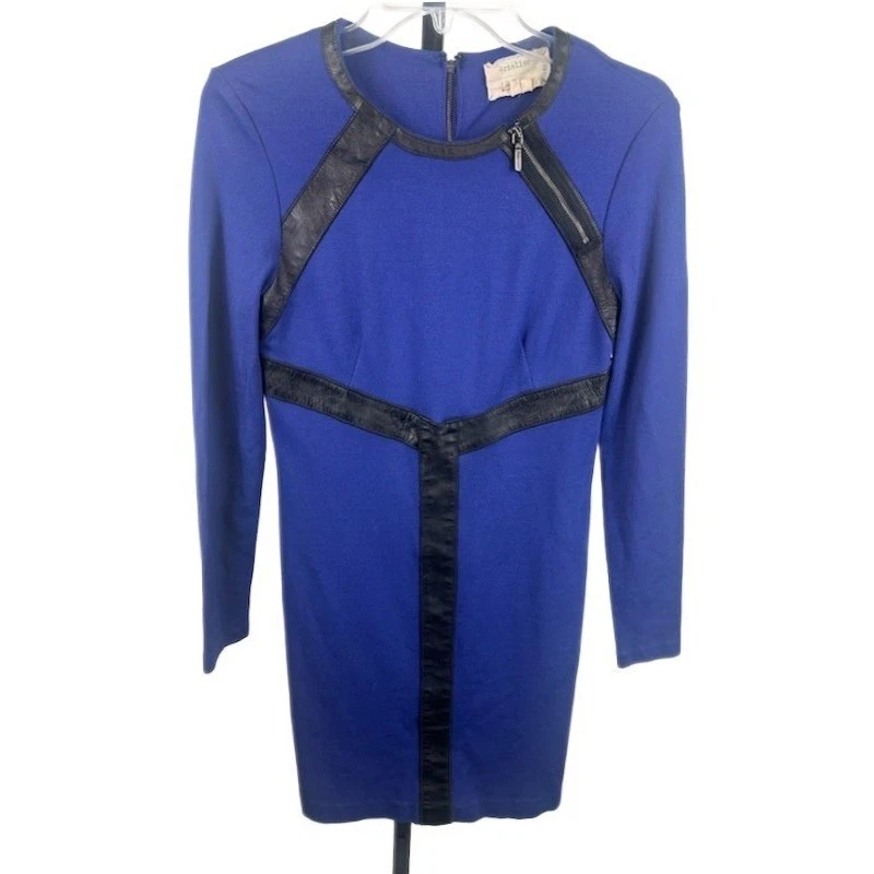 Nicole Miller Artelier Women's Size Medium Royal Blue Bodycon Dress Faux Leather
