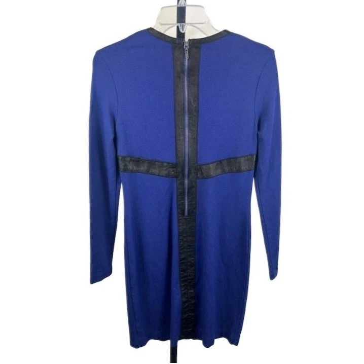 Nicole Miller Artelier Women's Size Medium Royal Blue Bodycon Dress Faux Leather - Image 2