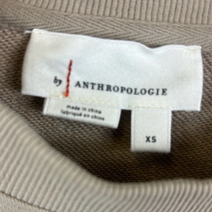Anthropologie Women's Size XS Taupe Cropped Pullover Sweatshirt - Image 4