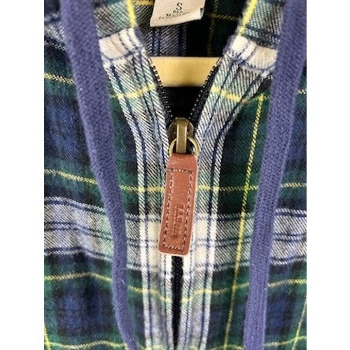 L.L.Bean Women's Small Flannel Plaid Hoodie Relaxed Fit Zip Up Casual Shirt - Image 2