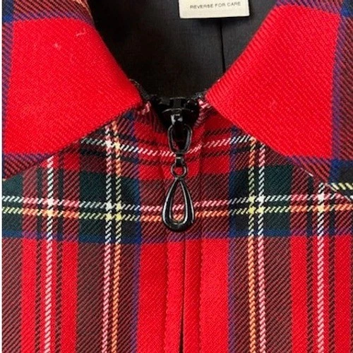 Pendleton Blazer Women's Size 12 Petite Red Plaid 100% Virgin Wool Zip Jacket - Image 3