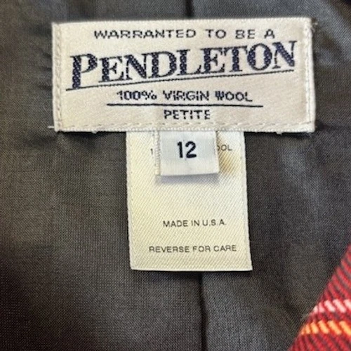 Pendleton Blazer Women's Size 12 Petite Red Plaid 100% Virgin Wool Zip Jacket - Image 4