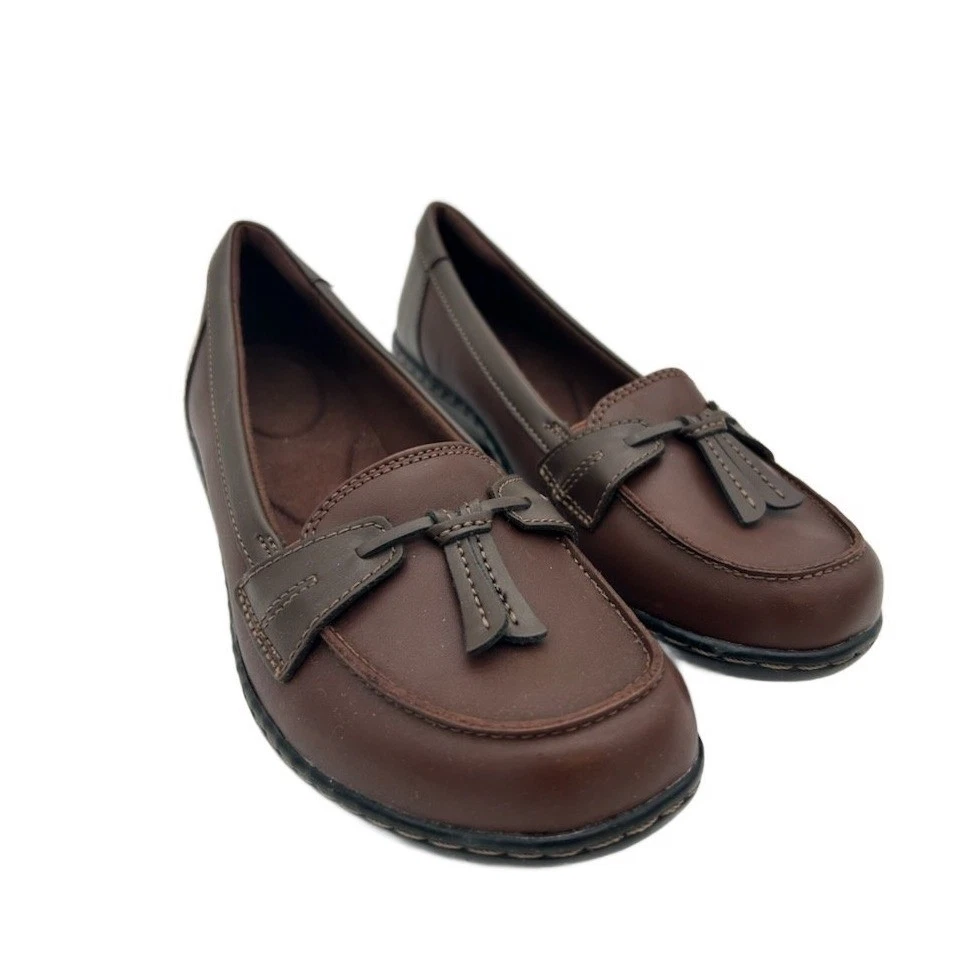 Clarks Women's Loafers Size 8M Brown Leather Tassel Shoes Ultimate Comfort