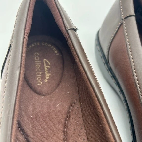 Clarks Women's Loafers Size 8M Brown Leather Tassel Shoes Ultimate Comfort - Image 5