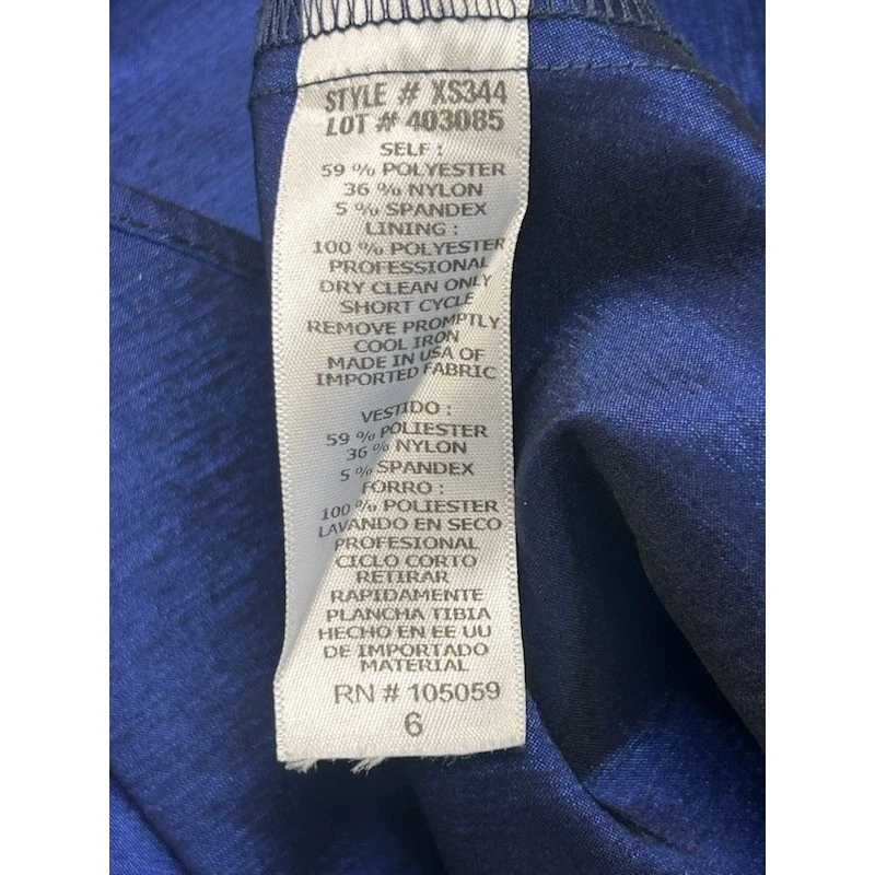 Xscape Chen Navy Blue Rosette Shoulder Mermaid Formal Ball Gown Dress USA Size 6 - Image 4