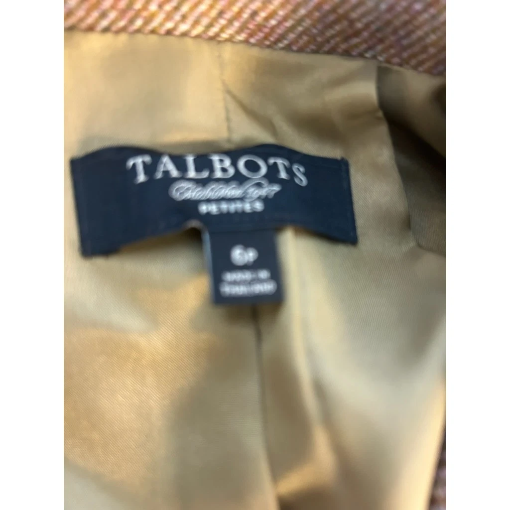Talbots Petites Blazer Tweed Wool Blend Classic Jacket Size 6P Equestrian - Image 3