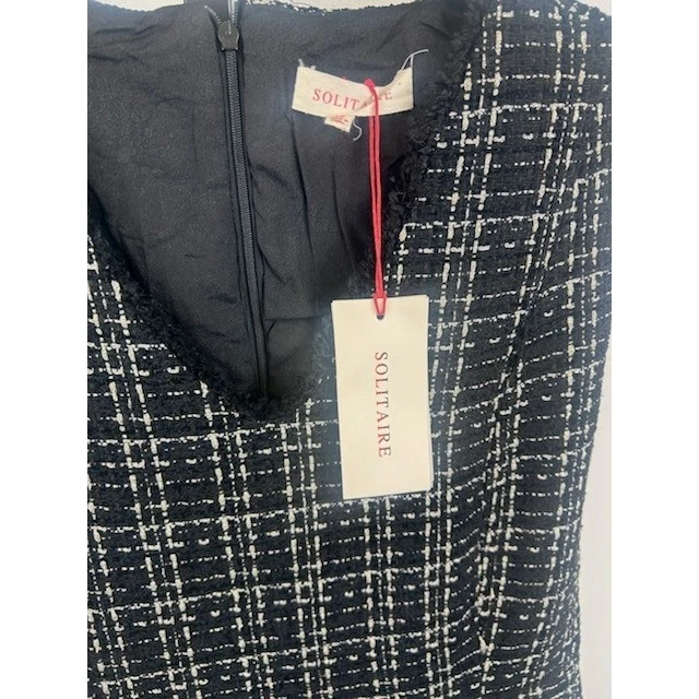 NWT Solitaire Black Tweed Dress Sleeveless V Neck Career Party Cocktail Size 12 - Image 4