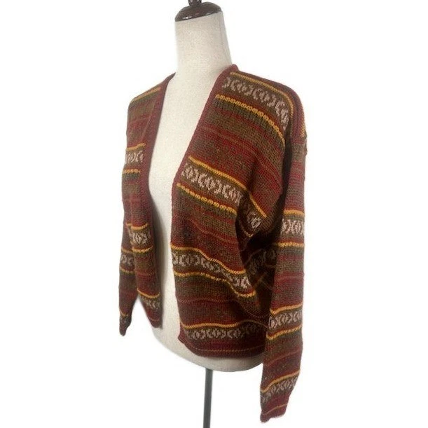 Vintage J.G. Hook Pure Wool Faire Isle Cardigan Sweater Women's Size Medium - Image 2