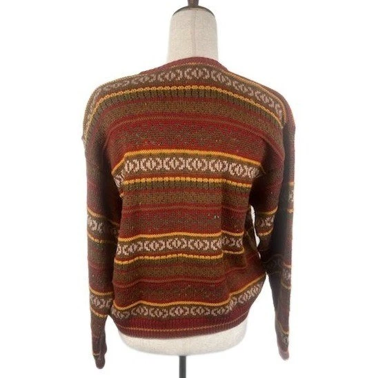 Vintage J.G. Hook Pure Wool Faire Isle Cardigan Sweater Women's Size Medium - Image 3