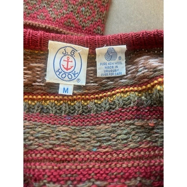 Vintage J.G. Hook Pure Wool Faire Isle Cardigan Sweater Women's Size Medium - Image 4