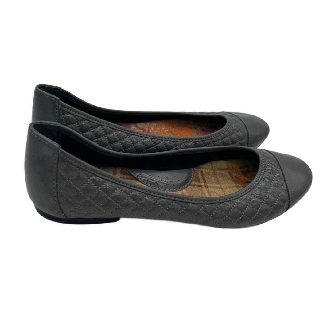 Born Shoes Women's Size 9/40.5 Quilted Dark Gray Ballet Flats Round Toe Slip-On