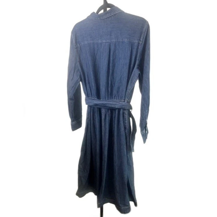Free Assembly Blue Denim Jean Belted Shirtdress Button Front Midi Size XL 16 18 - Image 3