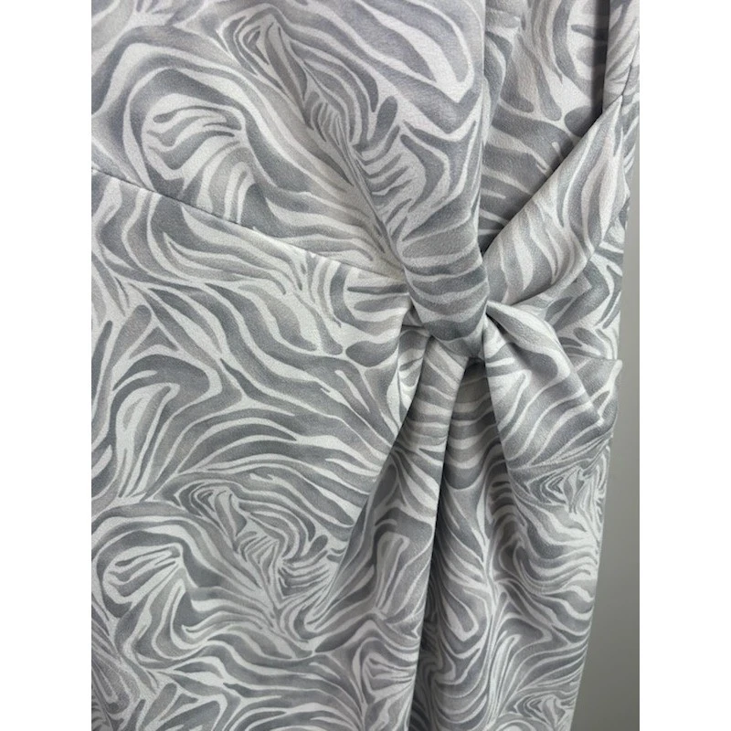 J.McLaughlin Gray Ultrasuede Abstract Twist Front Sheath Dress Size Medium - Image 3