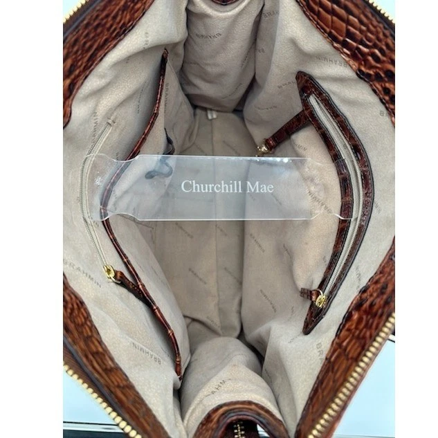 Brahmin Anywhere Tote Dark Brown Embossed Croc Leather Handbag Pure - Image 7