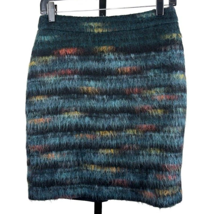 Maeve Anthropologie Abstract Textured Striped Wool Pencil Skirt Size 4P 4 Petite