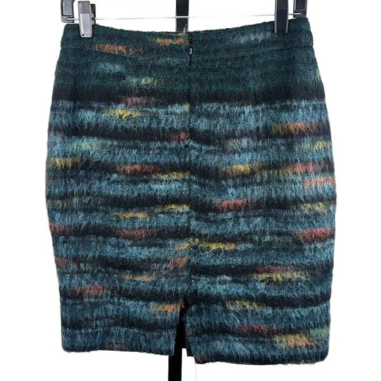 Maeve Anthropologie Abstract Textured Striped Wool Pencil Skirt Size 4P 4 Petite - Image 2