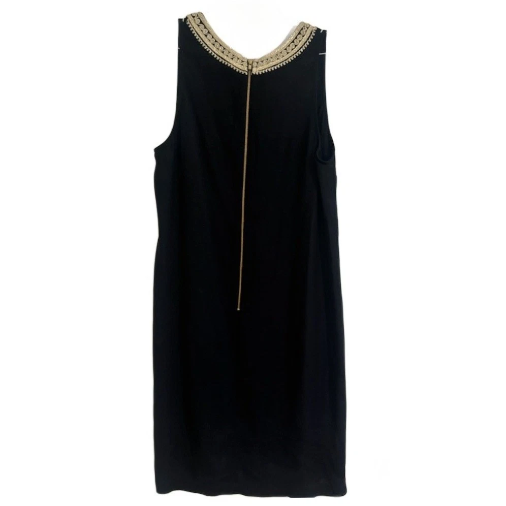 Lilly Pulitzer Black Gold Embroidered V-Neck Sleeveless Dress Holiday Size 12 - Image 2