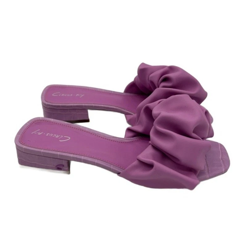 Circus by Sam Edelman Shoes Size 8M Janis Lilac Purple Croc Ruffle Slide Sandals