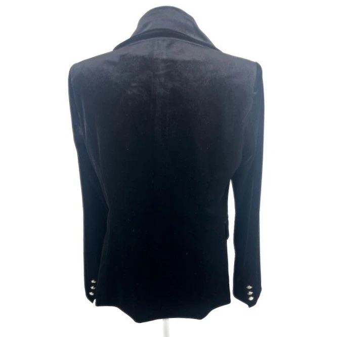 Choklate Paris Black Velvet Blazer Gold Buttons Jacket Coat Women's Size 10 - Image 3