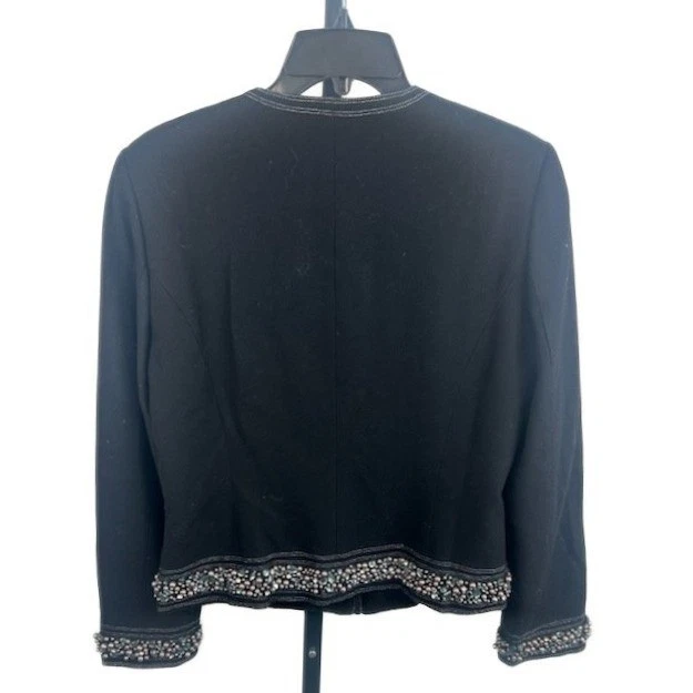Peter Nygard Black Embellished Jewel Beaded Blazer Jacket Size 12 - Image 3