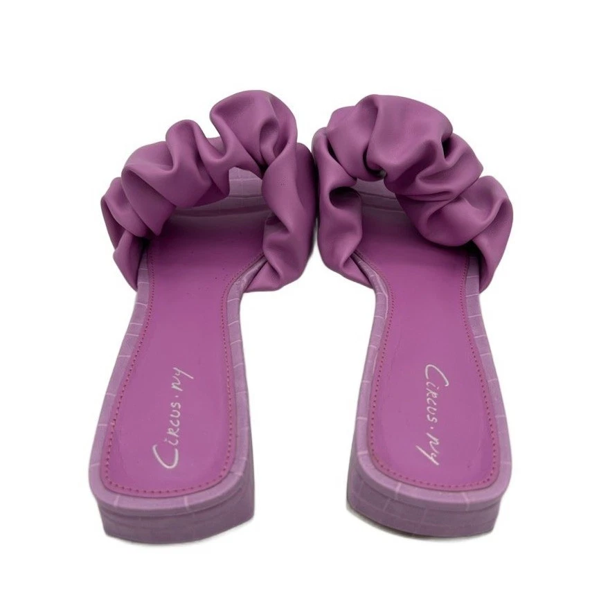 Circus by Sam Edelman Shoes Size 8M Janis Lilac Purple Croc Ruffle Slide Sandals - Image 3