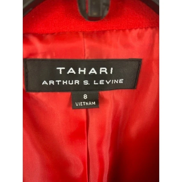 Tahari Arthur Levine Red Button Front Blazer Jacket Size 8 - Image 3