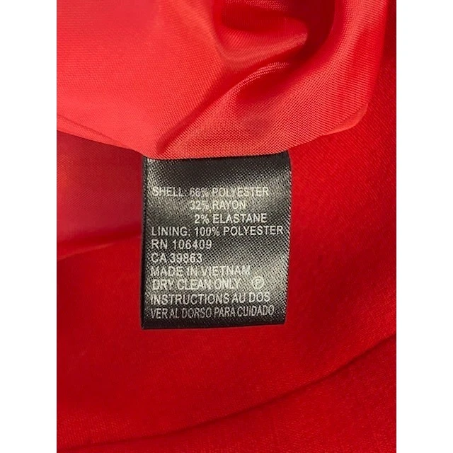 Tahari Arthur Levine Red Button Front Blazer Jacket Size 8 - Image 4