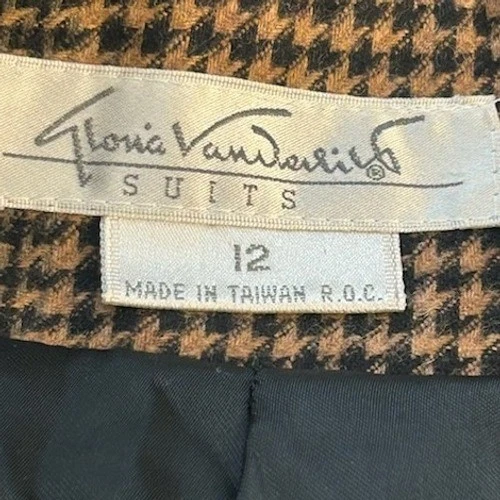 Gloria Vanderbilt Blazer Women's Size 12 Plaid Houndstooth Wool Jacket Vintage - Image 4