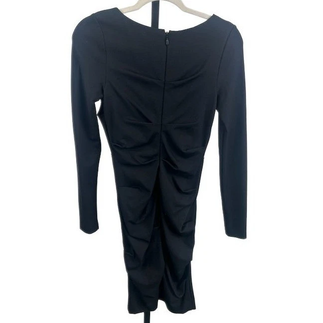 Chic Artelier Nicole Miller Black Ruched Bodycon Dress Size Small - Image 3