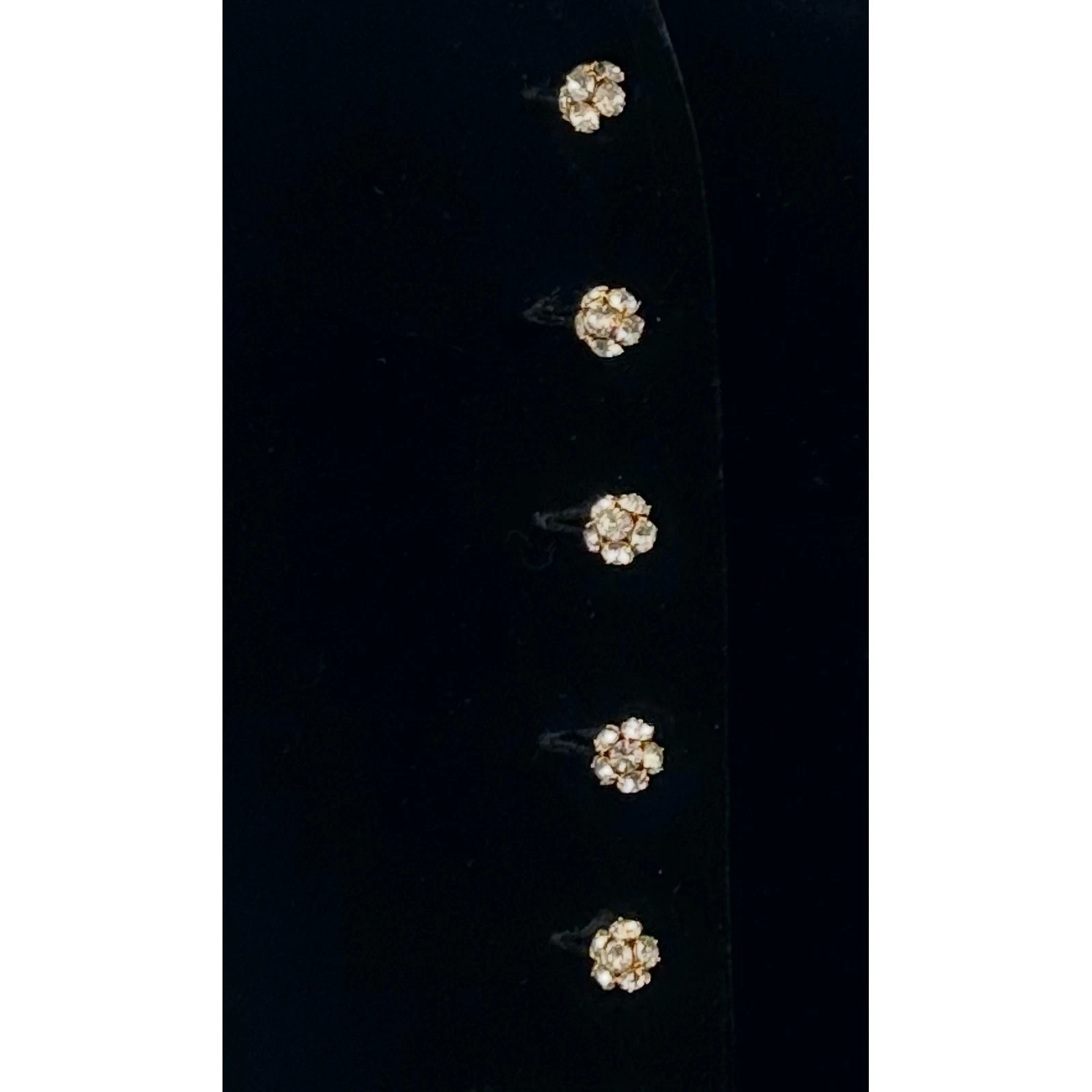 Y2K The Limited Velvet Blazer Black Crystal Buttons Silk Blend Party Jacket 6 - Image 6