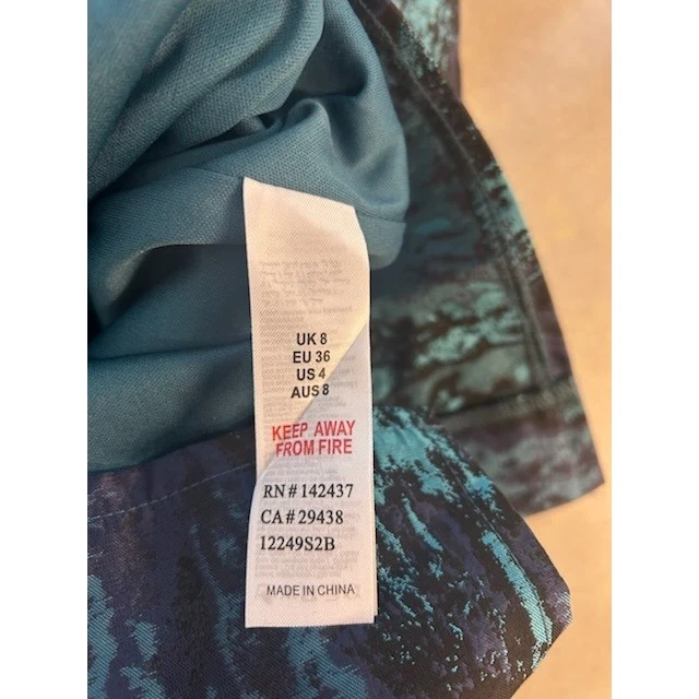 New Modern Chic Paper Dolls London Abstract Blue Green Brocade Dress Size 4 - Image 4