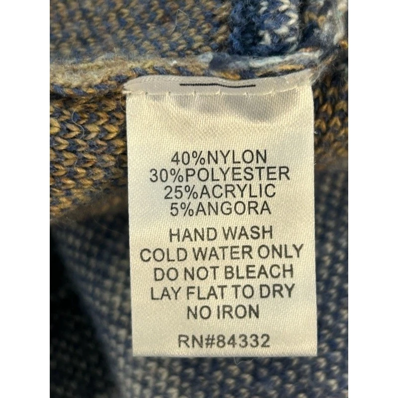 ii Sisters Hooded Blue Aztec Print Open Cardigan Sweater Western Size Medium - Image 4