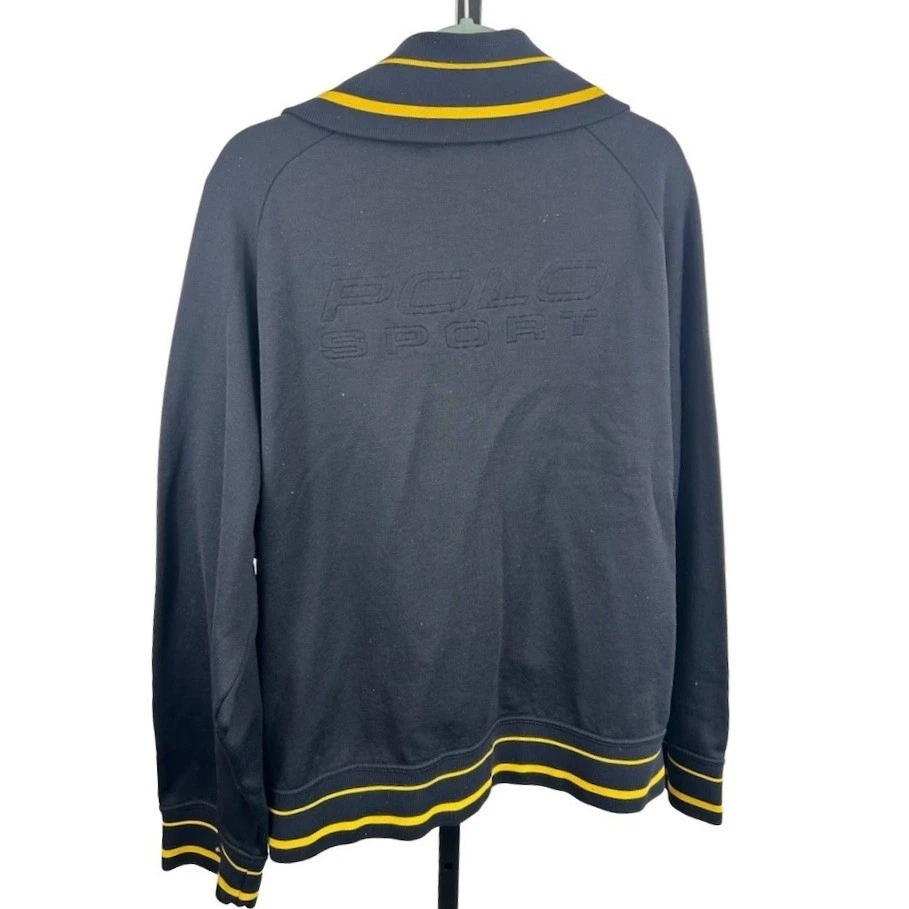 Polo Sport Ralph Lauren Jacket Coat Full Zip Black Yellow Men's Size XXL - Image 2