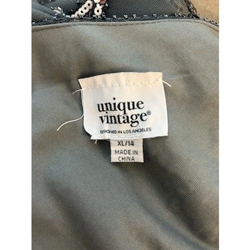 Unique Vintage Flapper Dress Silver Sequin Fringe Great Gatsby Party Size XL - Image 3