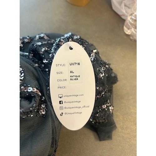 Unique Vintage Flapper Dress Silver Sequin Fringe Great Gatsby Party Size XL - Image 4