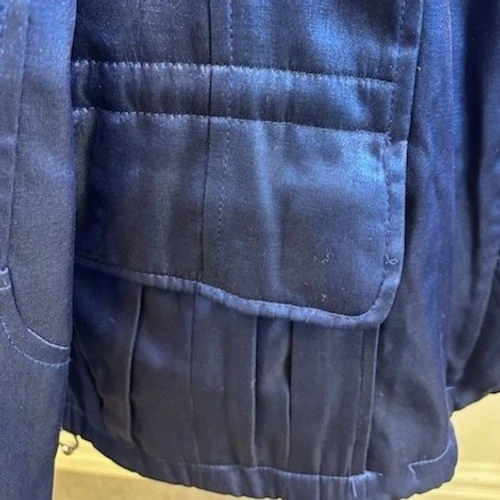 Hilary Radley New York Women's Size XL Metallic Blue Jacket Coat Pleated Collar - Image 4