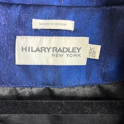 Hilary Radley New York Women's Size XL Metallic Blue Jacket Coat Pleated Collar - Image 5