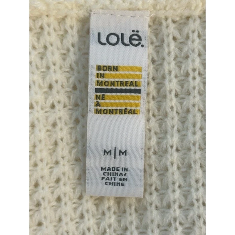 Lolë Cream V-Neck Waffle Knit Sweater Tunic Pocket Size Medium - Image 4